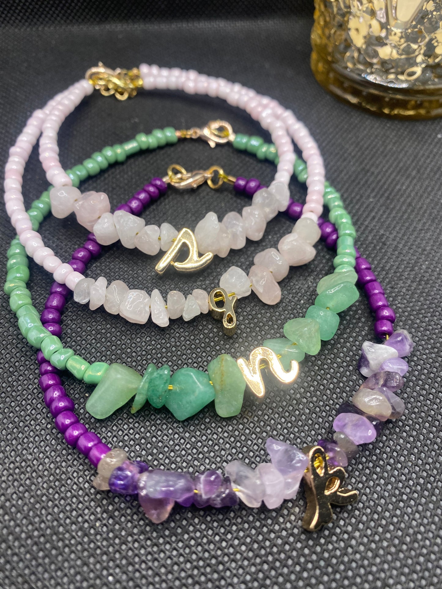 Initial & Crystal Chips Anklet