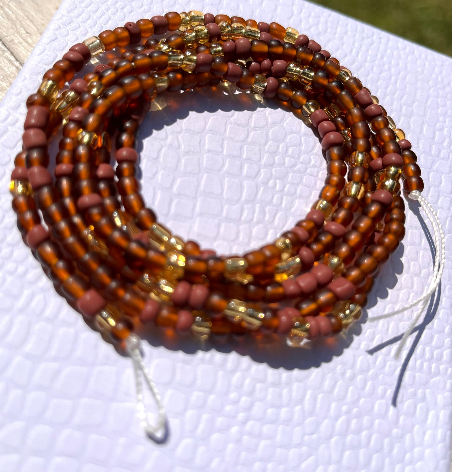 Brown Tie on waist bead
