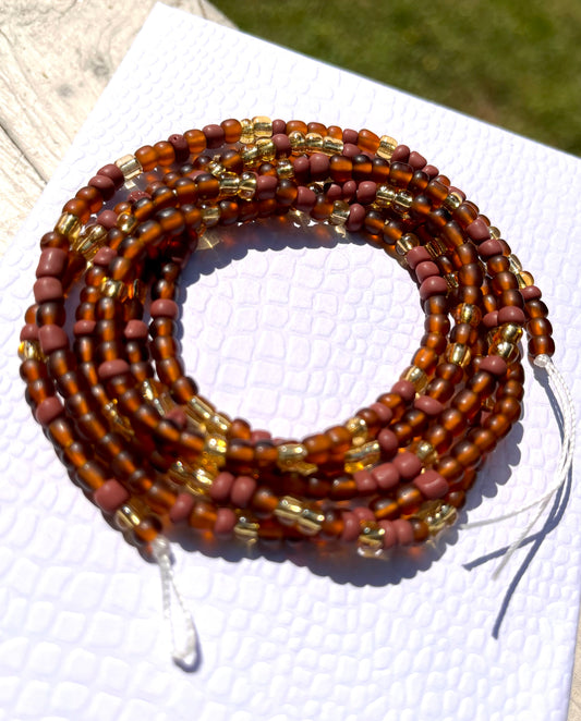 Brown Tie on waist bead