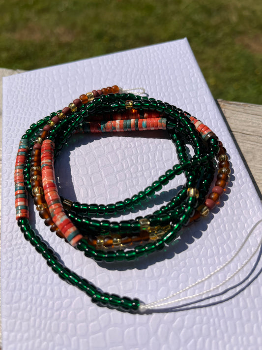 Green Tie on waist bead