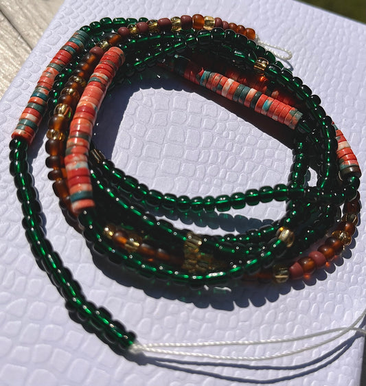 Green Tie on waist bead