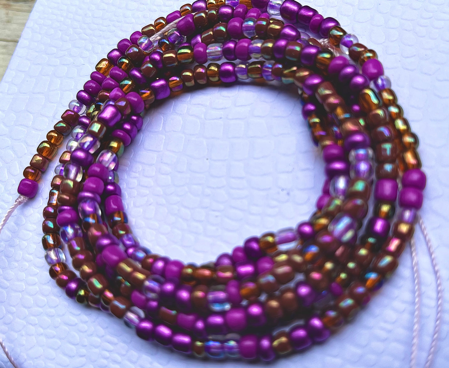 Purple tie on waist bead