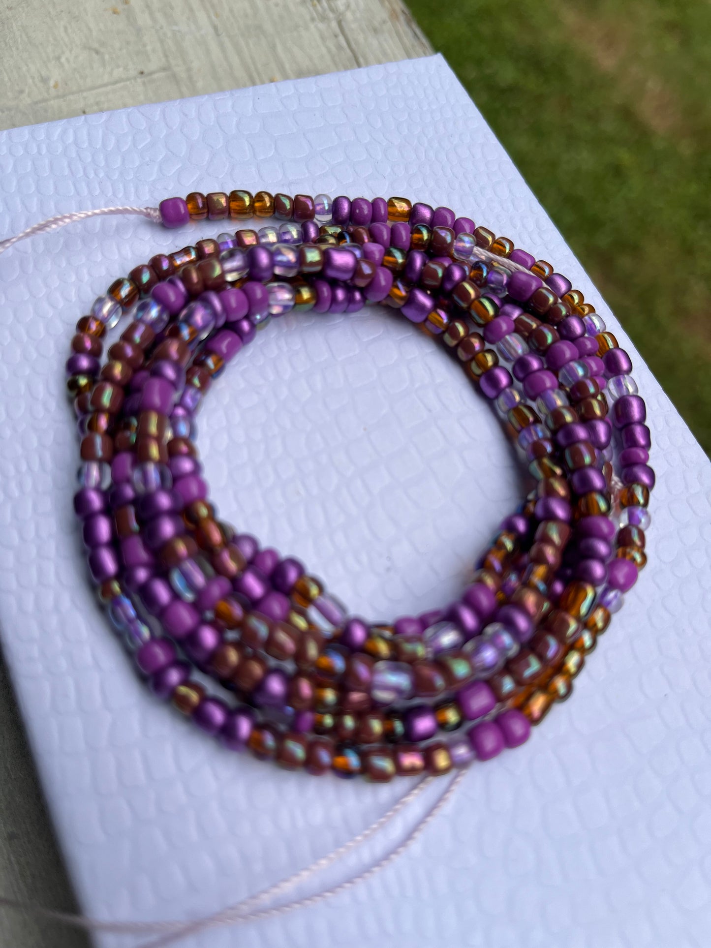 Purple tie on waist bead